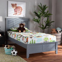 Baxton Studio Adela-Gray-Twin Adela Modern and Contemporary Grey Finished Wood Twin Size Platform Bed